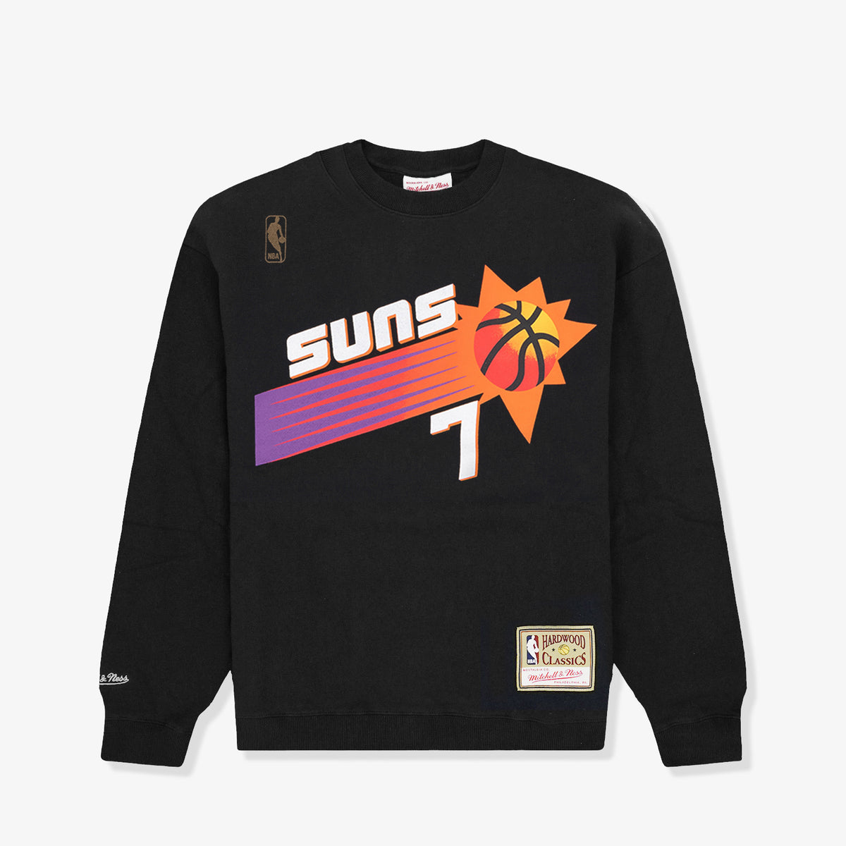 Phoenix Suns Jersey Wordmark Crew Sweatshirt - Black - Throwback