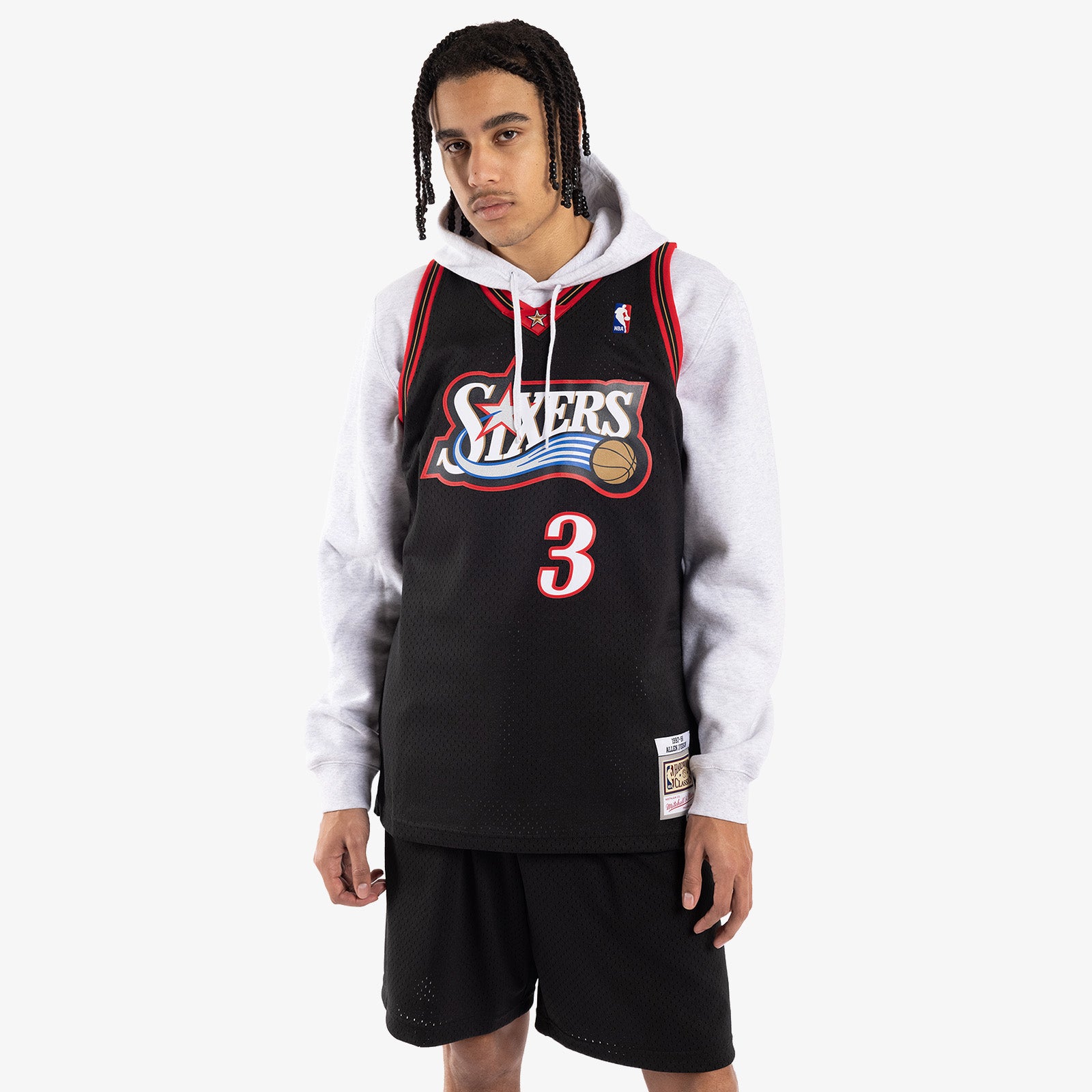 Allen Iverson Philadelphia 76ers HWC Throwback NBA Swingman Jersey –  Basketball Jersey World