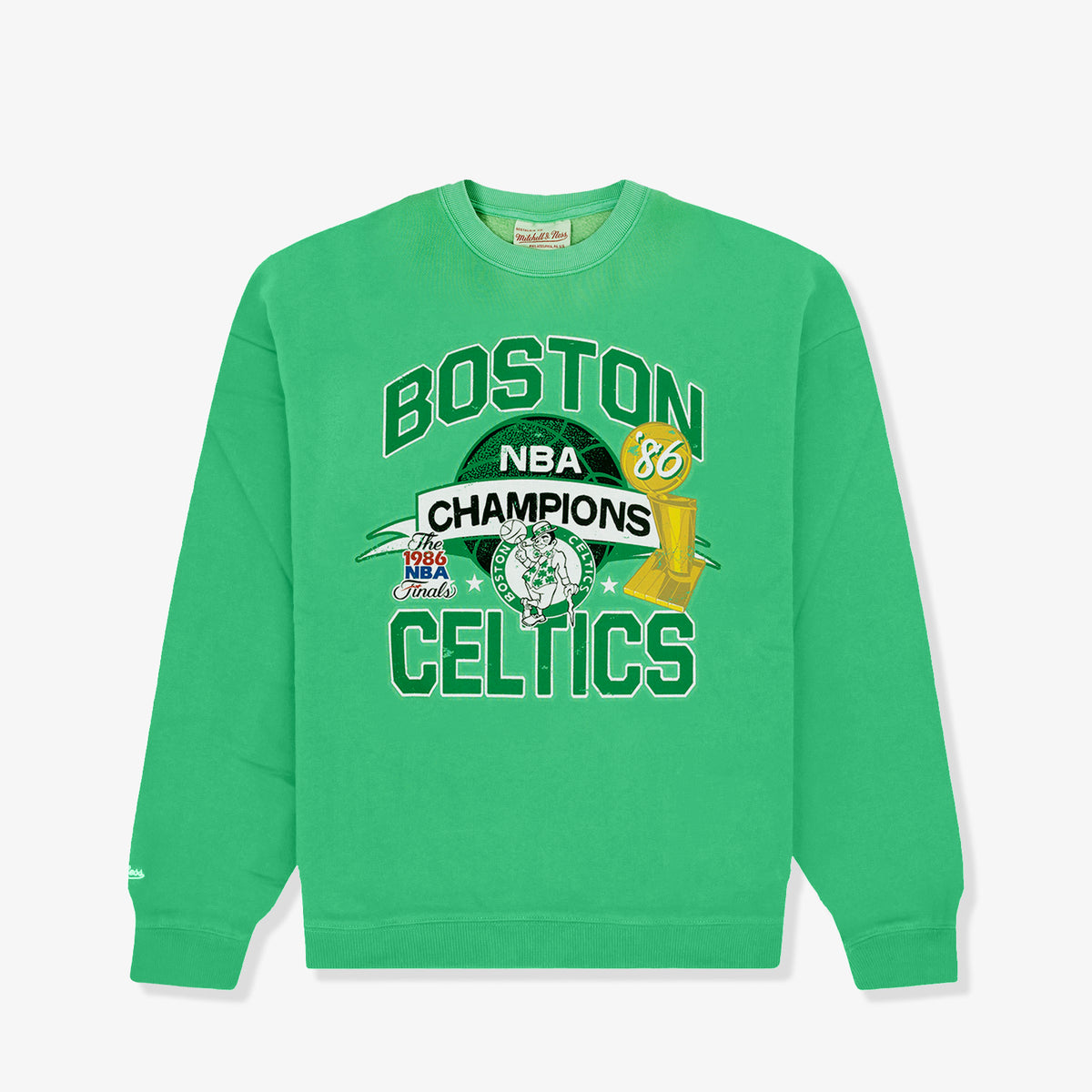 Boston Celtics Team History Crew Sweatshirt Faded Green Throwback
