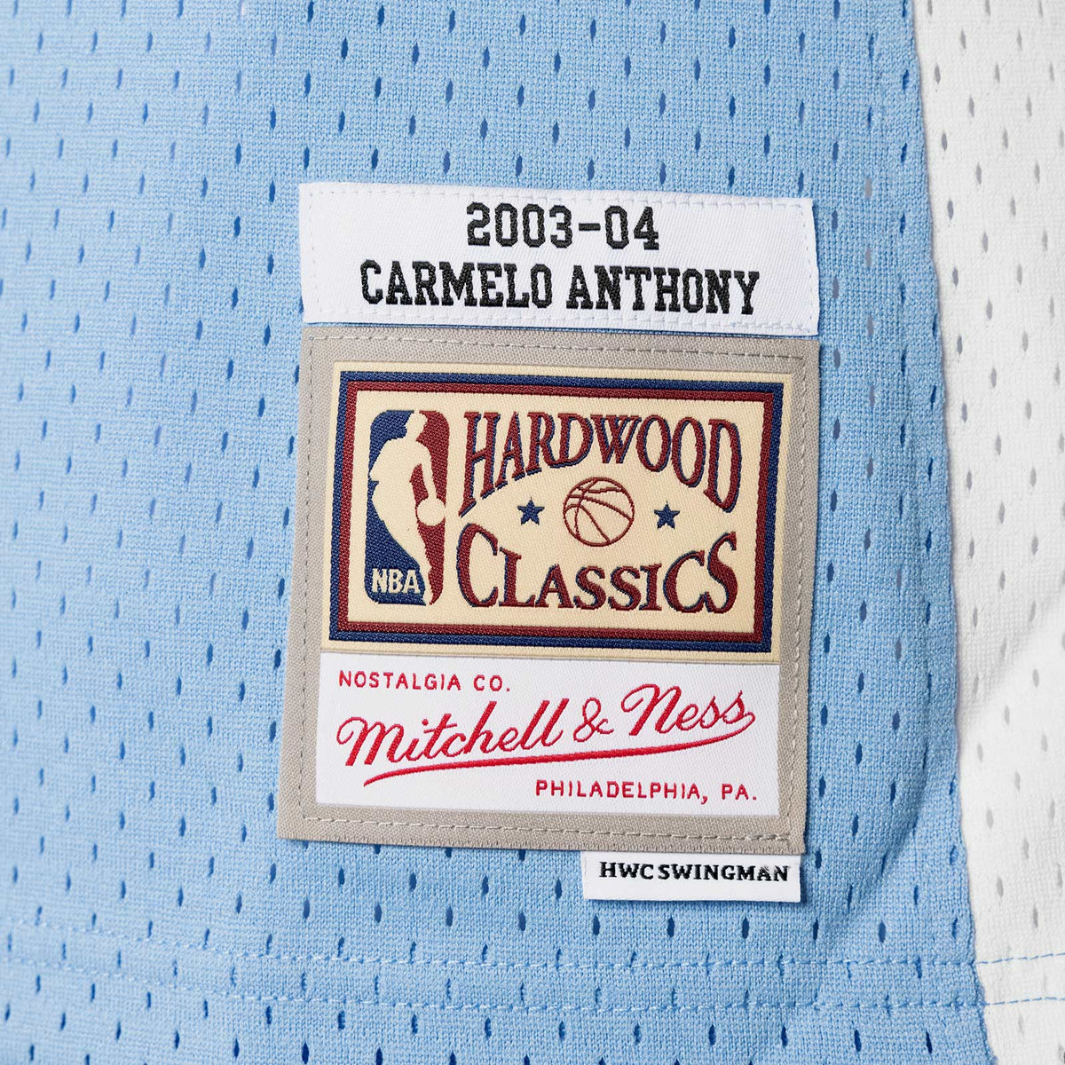Men's Denver Nuggets Carmelo Anthony Mitchell & Ness Light Blue 2003-04 Hardwood Classics Swingman Jersey
