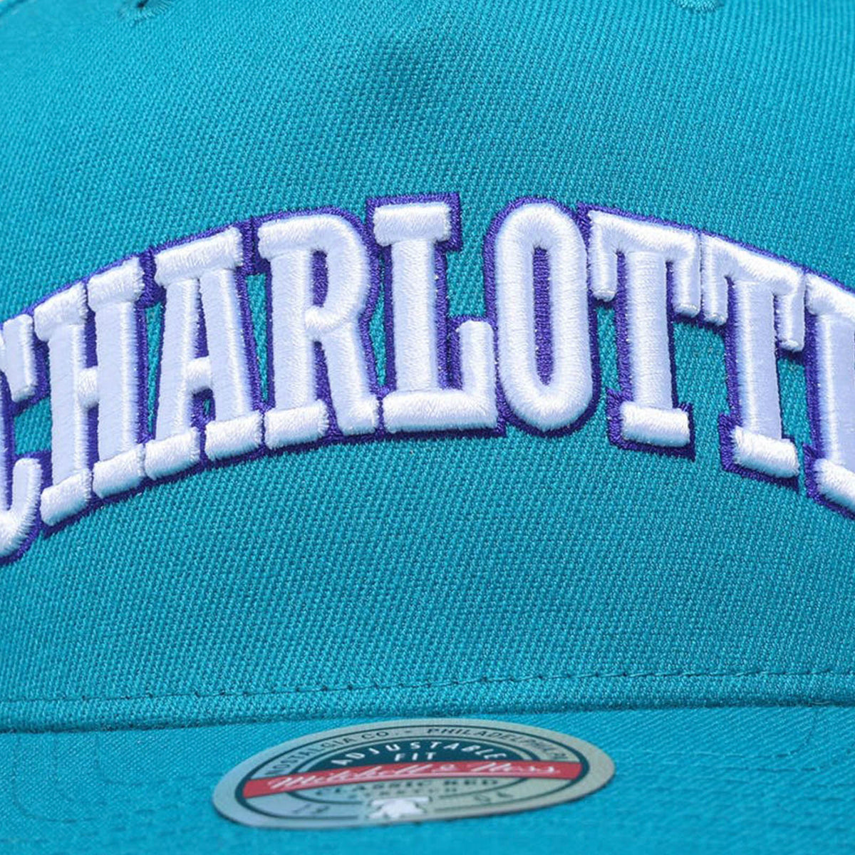 Charlotte Hornets XL Short Hook Classic Redline Snapback - Teal