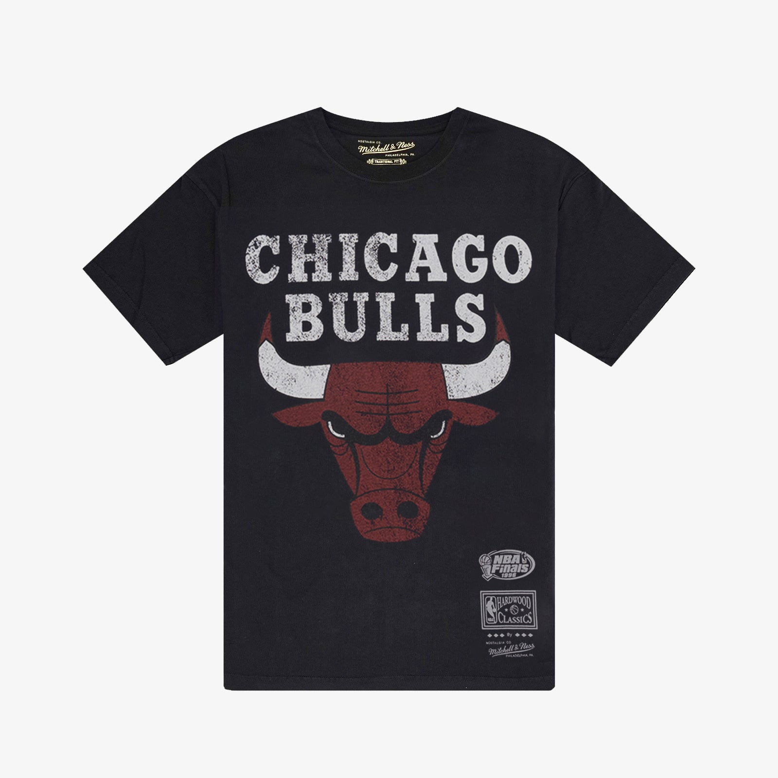 Mitchell & Ness - Chicago Bulls Vintage Big Logo Tee in Faded Black