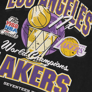 Los Angeles Lakers Vintage World Champs Series Tee - Faded Black - Moon  Best Print