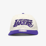 Los Angeles Lakers Classic Wordmark Deadstock Snapback - White Sand/Purple