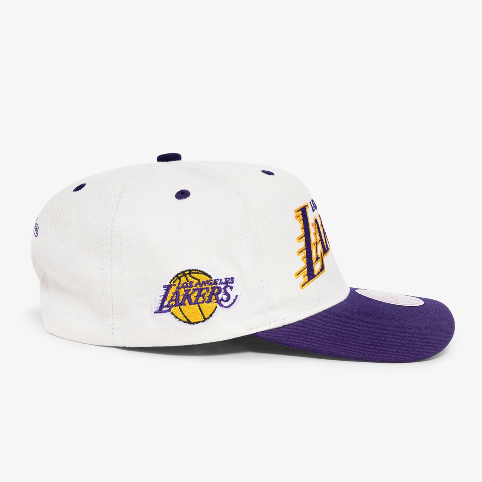 Mitchell & Ness x NBA Lakers Off White Snapback Hat