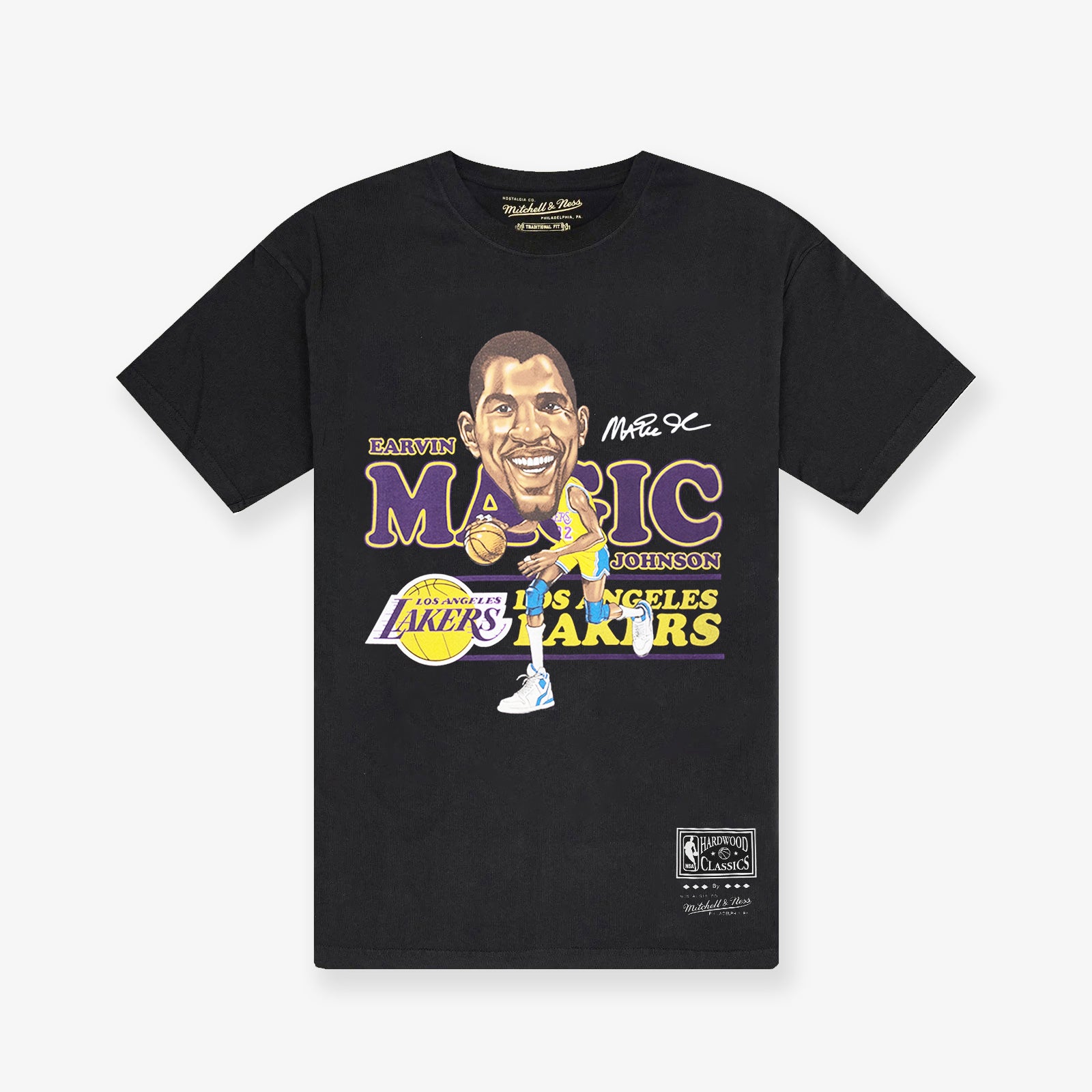 Los Angeles Lakers Shirt Adult XL Yellow Team Crew Magic Johnson Cartoon  Vintage