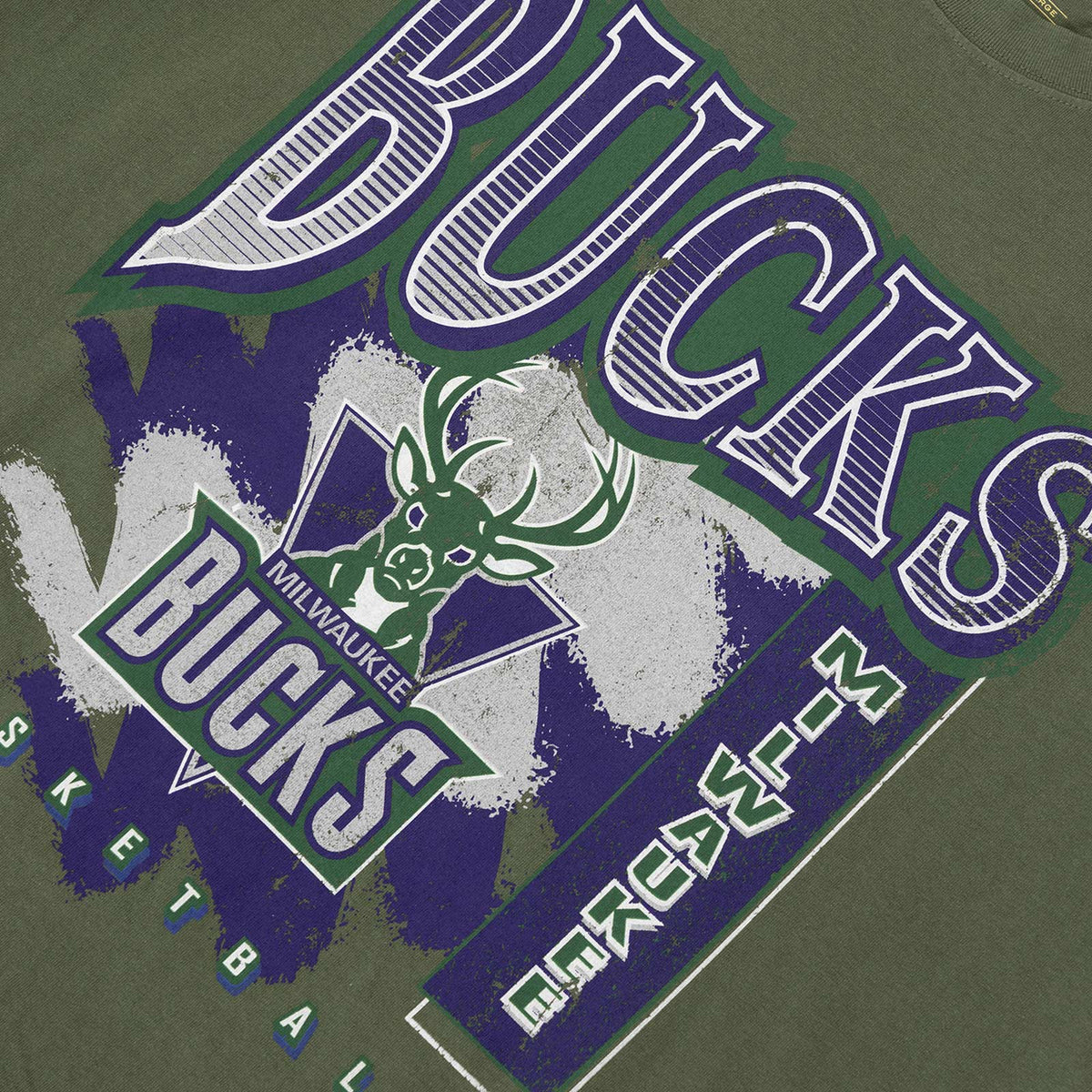 Milwaukee Bucks Brush Off Tee - Faded Green
