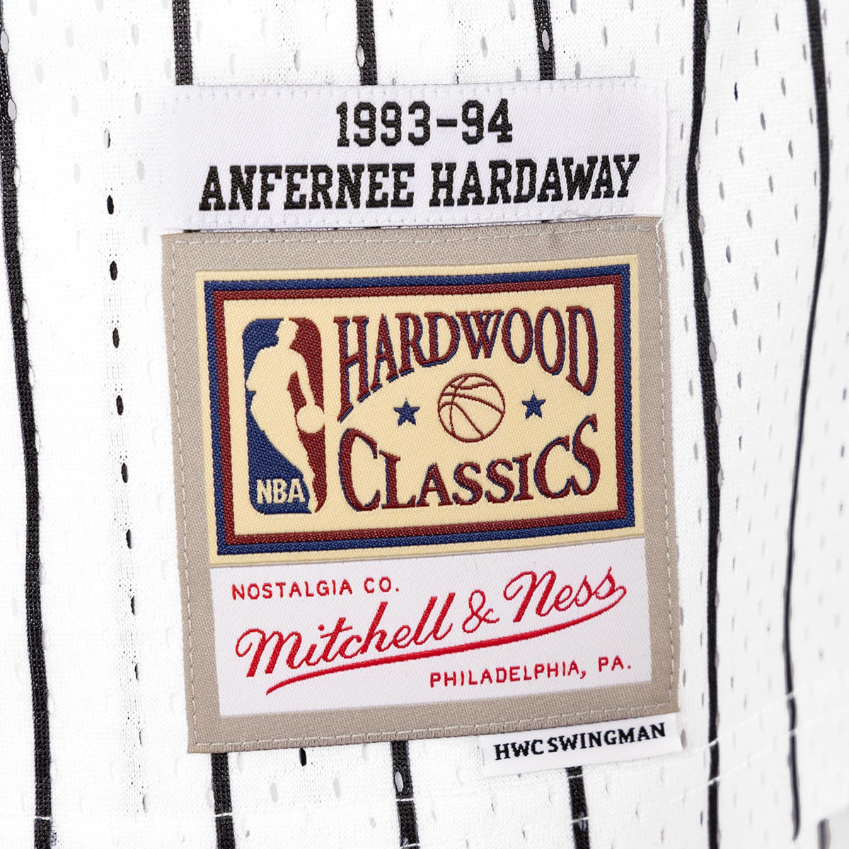 Orlando Magic Shaquille O'Neal Mitchell & Ness 1993-94 Hardwood Classics  Swingman Player White Pinstripe Jersey