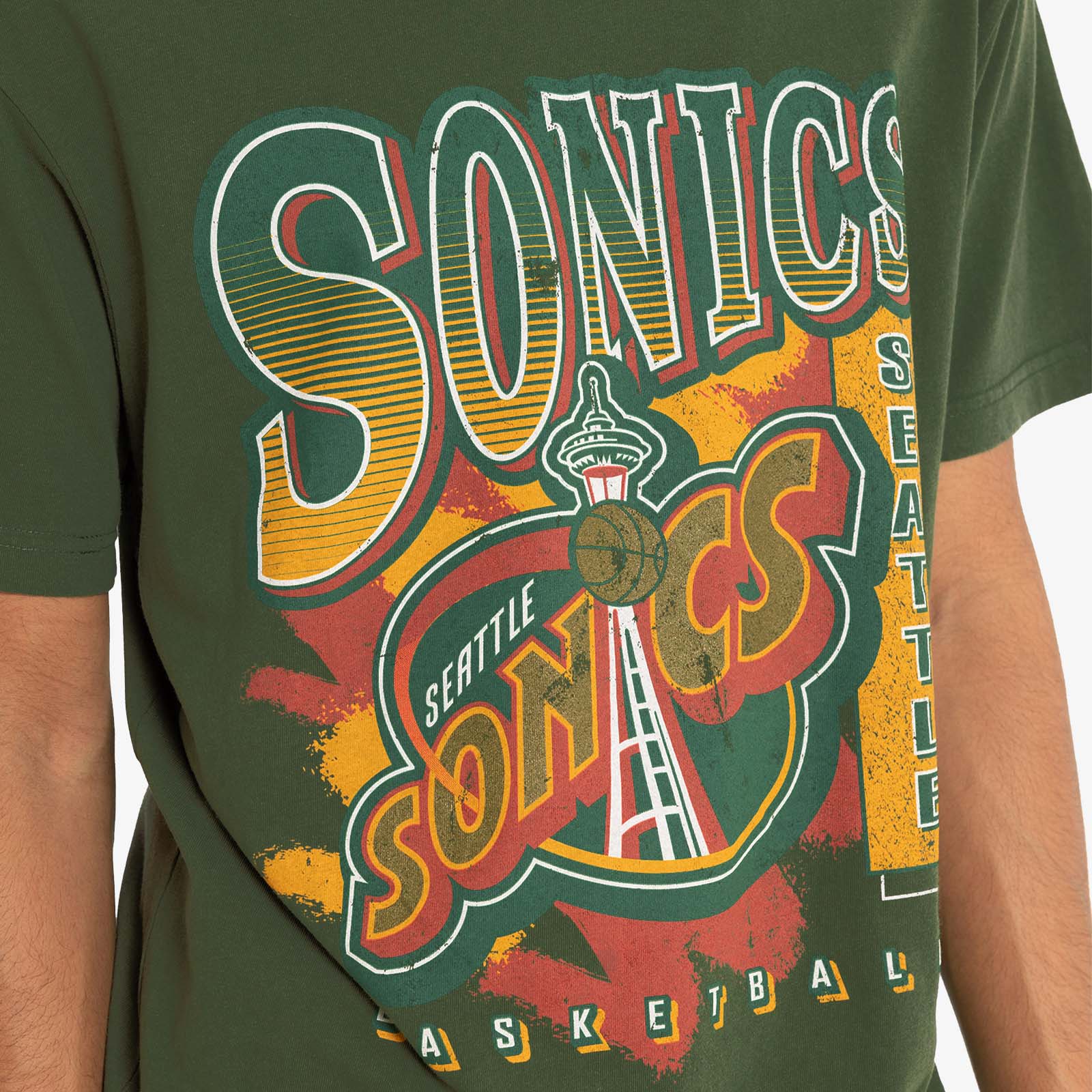 Mitchell & Ness Seattle Sonics Division Arch T-Shirt Faded Green