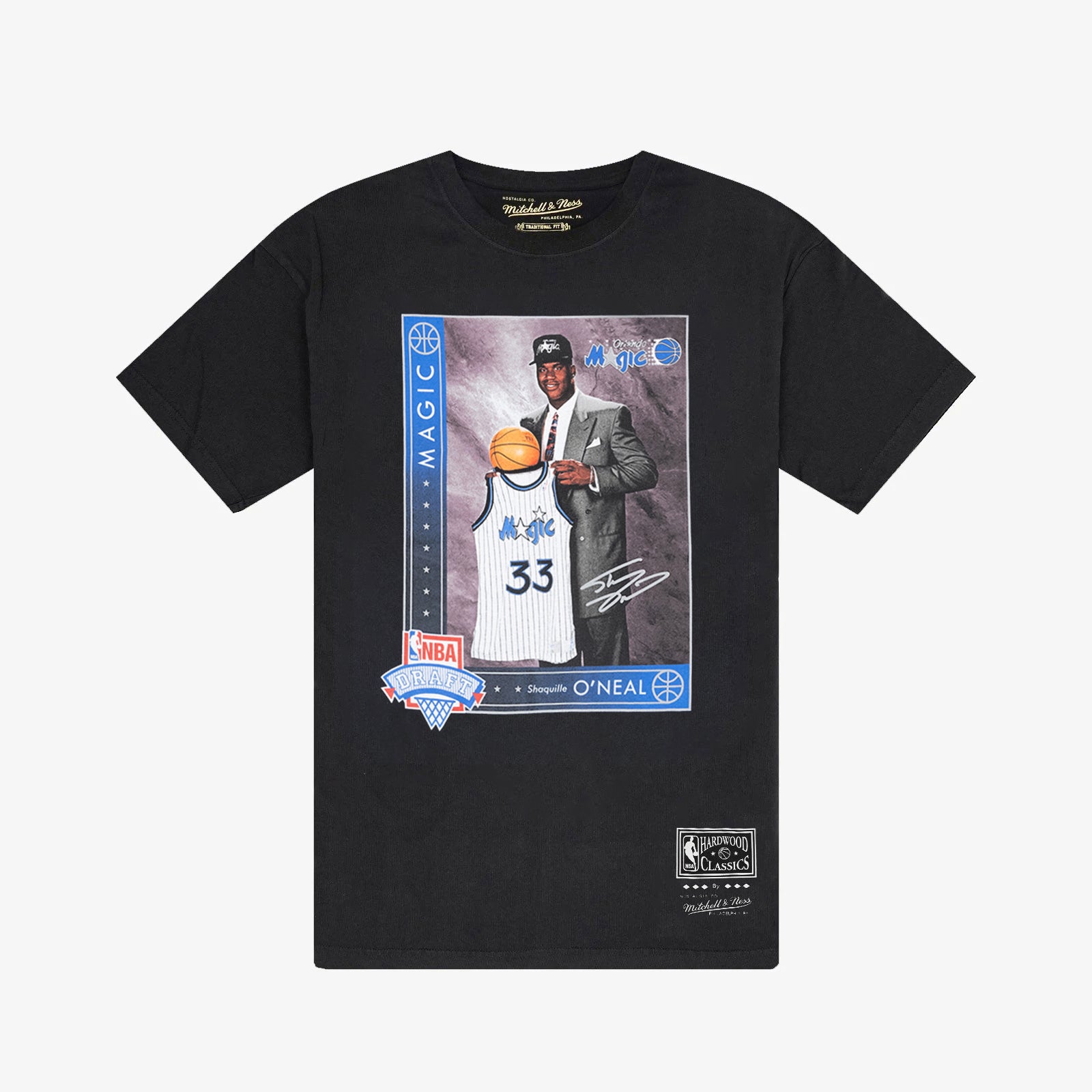 Men's Mitchell & Ness Shaquille O'Neal White Orlando Magic Hardwood  Classics Draft Day Colorwash T-Shirt