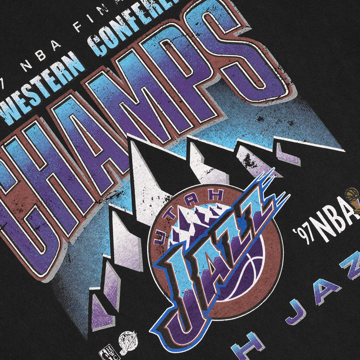 Utah Jazz 1997 Western Conference Champs Vintage Tee - Faded Black