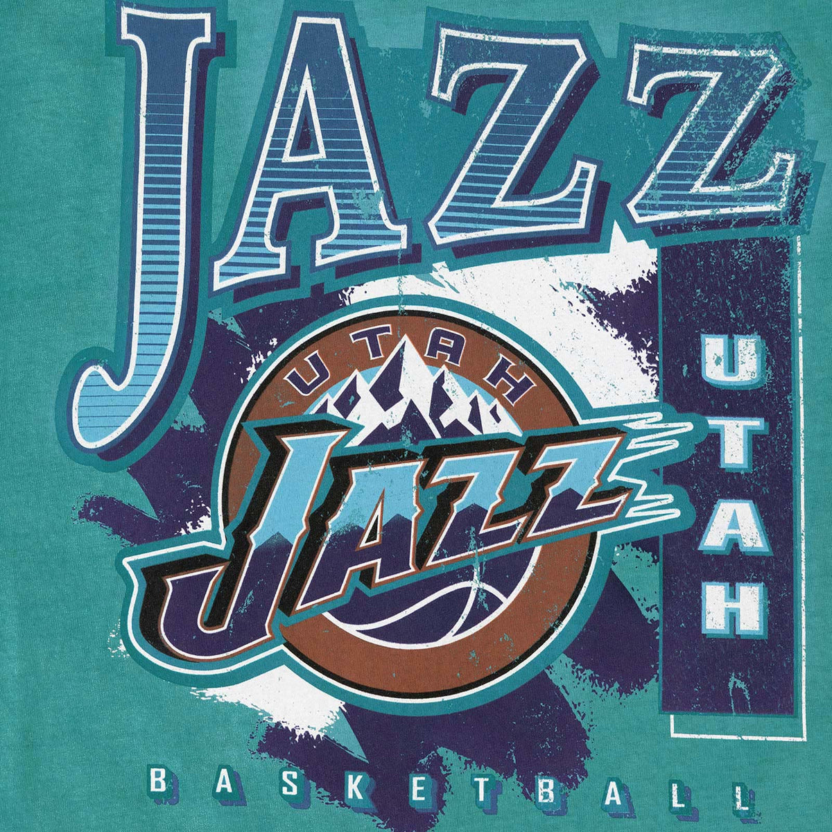 Utah Jazz Brush Off Tee - Faded Aqua