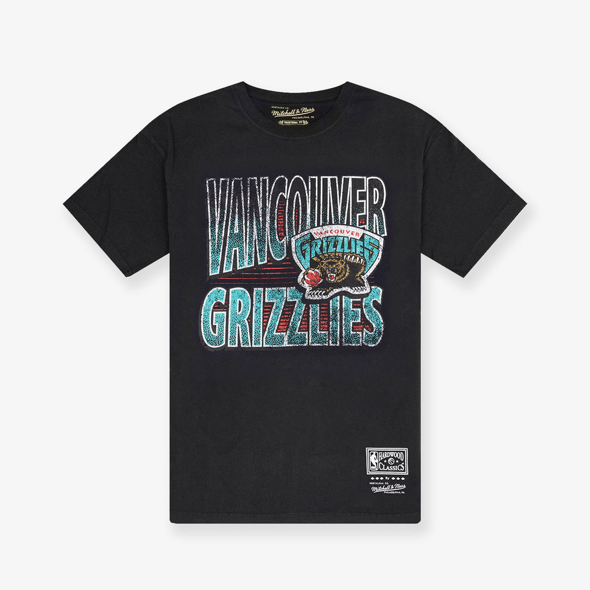 Vancouver Grizzlies Incline Stack Vintage Tee - Faded Black - Throwback