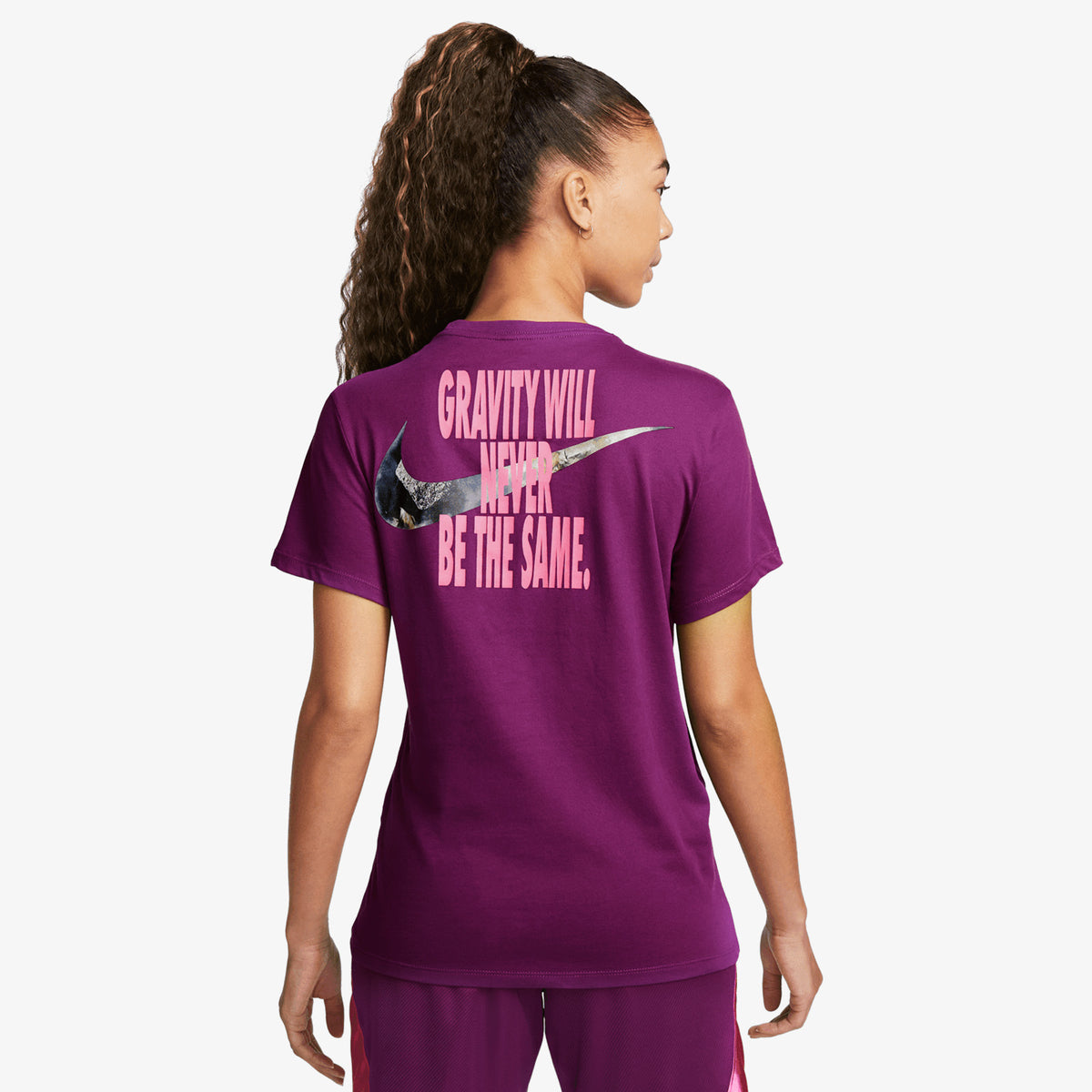 Swoosh Fly &#39;Gravity Will Never Be The Same&#39; Dri-FIT Women&#39;s T-Shirt - Purple