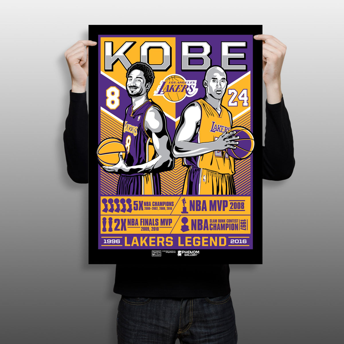 Los Angeles Lakers Kobe Bryant 18”-24” Serigraph Print (Black Mamba Edition)