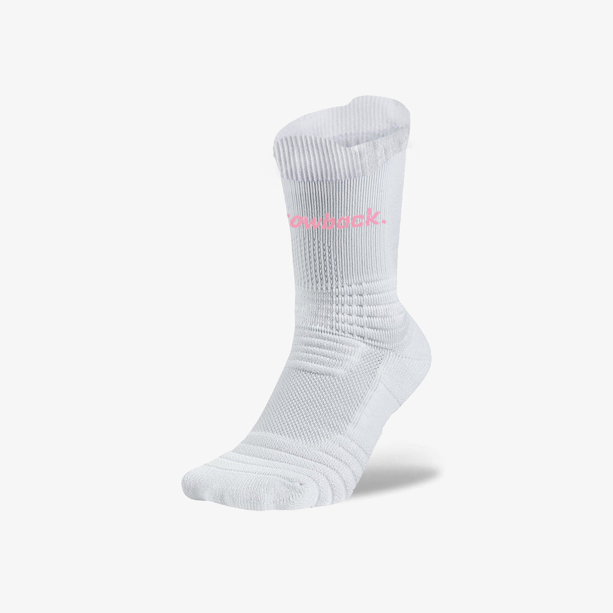 Throwback Cushion Crew Socks - White/Pale Pink